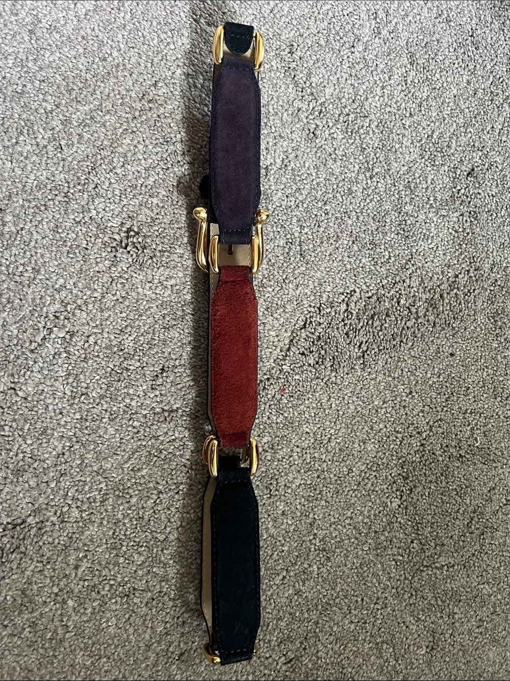 Fossil Genuine Leather Colorblock Suede Belt Gold Hardware Vintage Boho